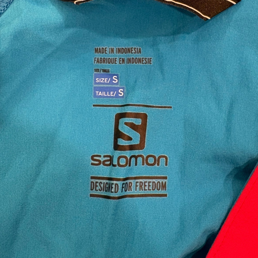 Salomon Windstopper Jacket Women Small Mont Baron Hoodie Red Blue Softshell - Picture 6 of 11